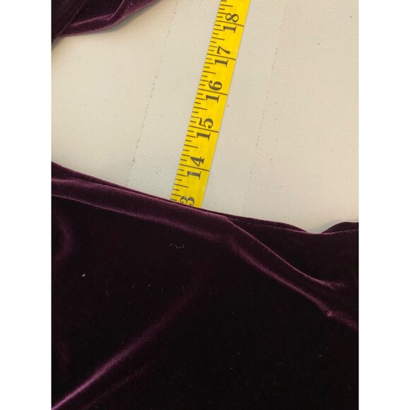 Muse Burgundy Velvet Long-Sleeve Ruched Midi Dress Size 6 - Picture 7 of 10